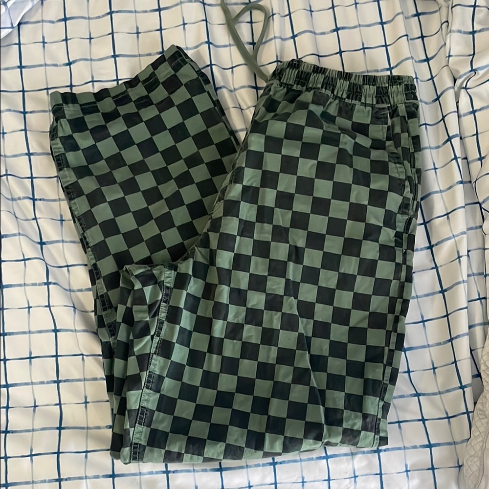Vans Green and Black Checkered Joggers
